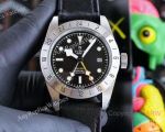 High Quality Replica TUDOR Silver Stainless Steel Strap Black Face Dial Silver Bezel Watch 42mm